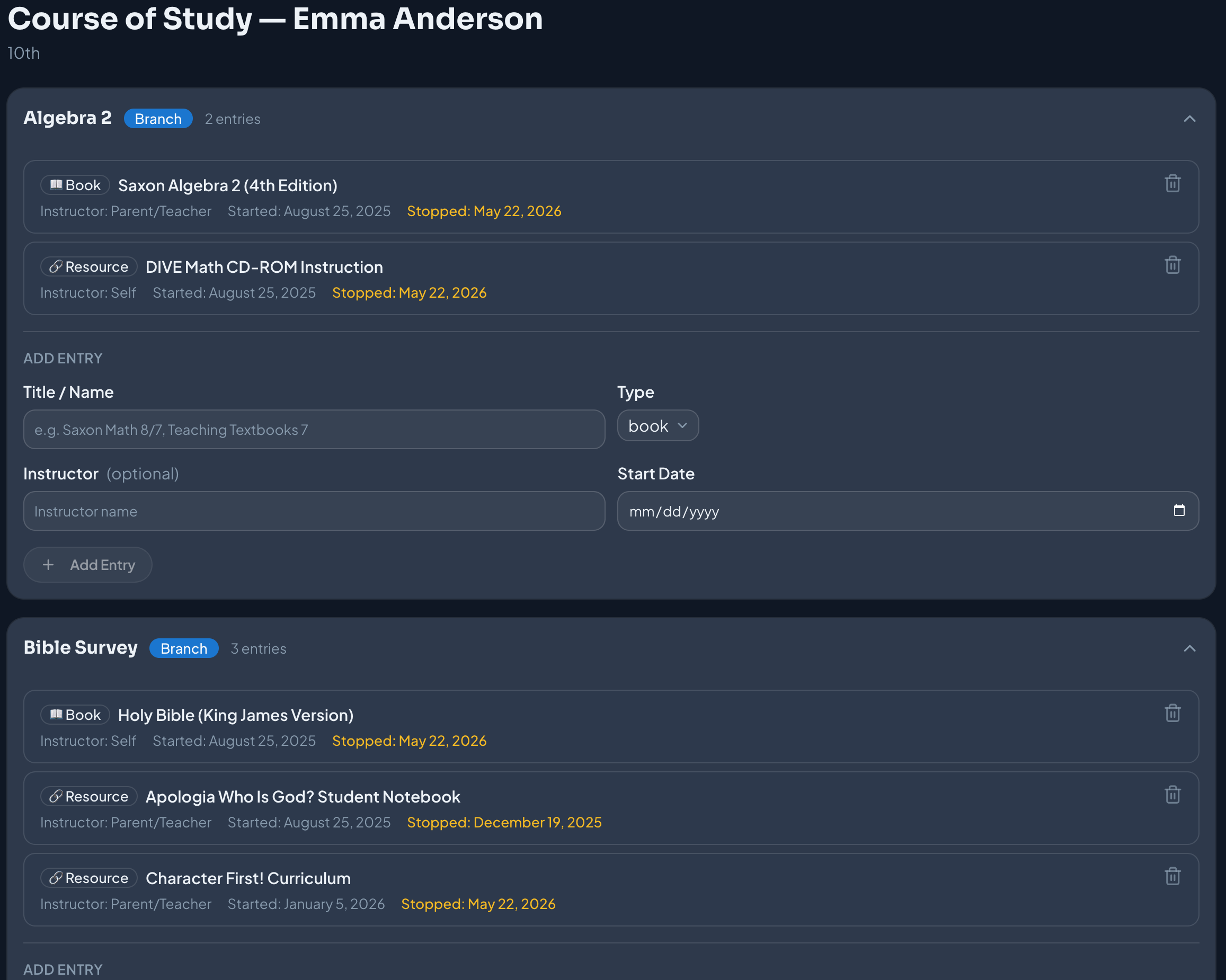 Course of Study
